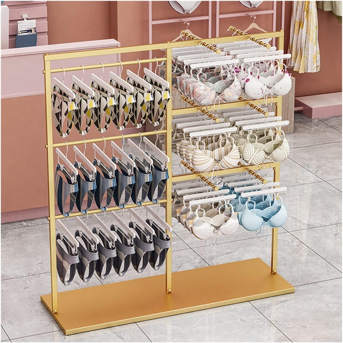 Coat Rack Stand, Underwear Display Stands, Freestanding Clothing Store Boutiques Retail Lingerie Garment Rack, Commercial Shelves for Socks Bra Panties Scarves Storage