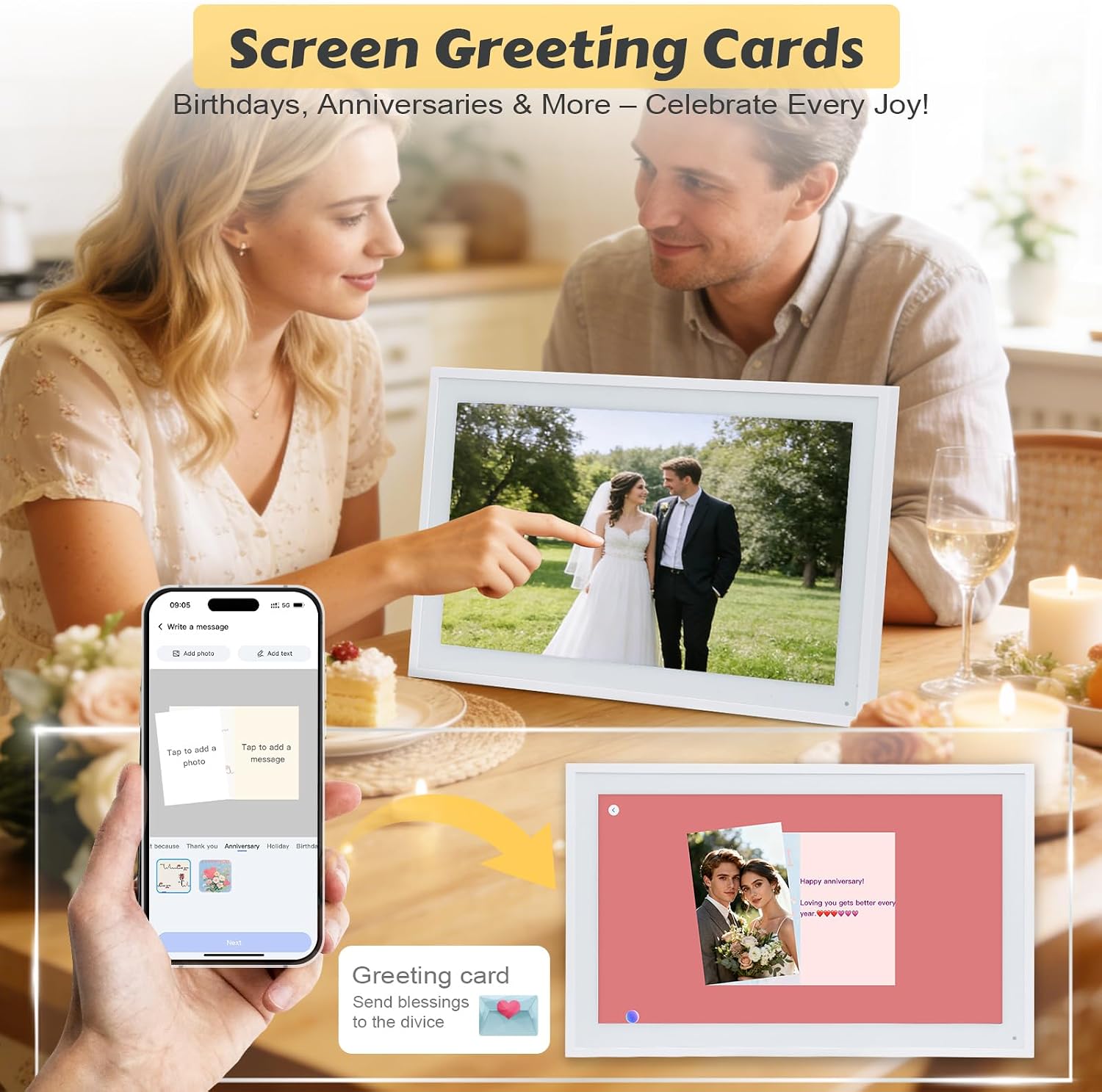 COMIX 15.6' Smart Digital Wall Calendar - WiFi Family Organizer with Sync Google/Outlook/Apple Calendar, Touchscreen Meal Planner & Chore Chart, Digital Photo Frame for Home & Office