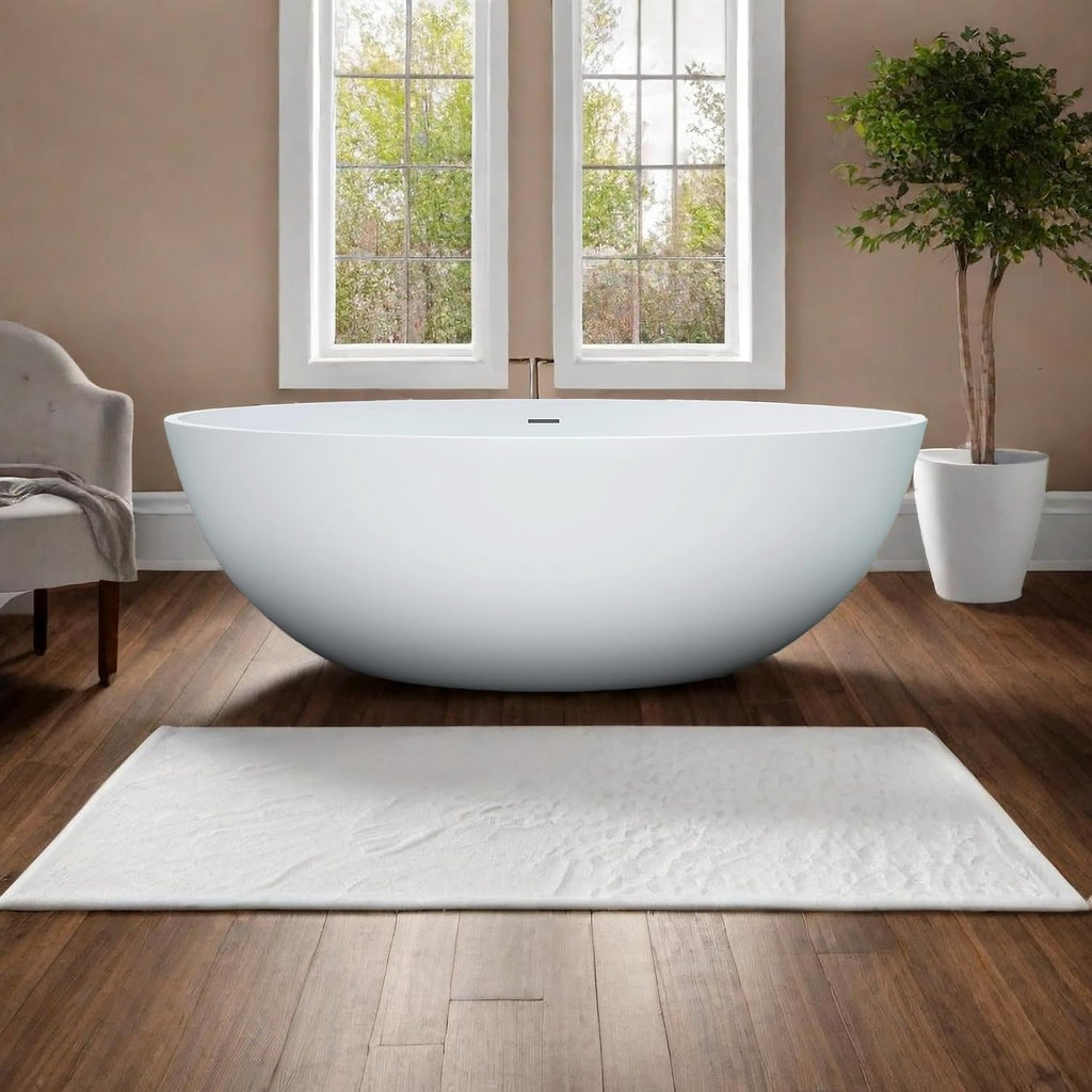 67'' Freestanding Soaking Bathtub Stone Resin Deep Bathtub Modern Bathtub Deep Soaking Bathtub with Overflow and Pop-up Drain…