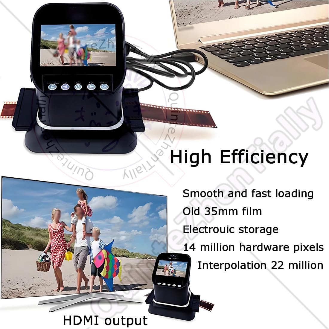 Digital Film Scanners,4.3' Digital Slide Scanner,22 Million Pixels Film Scanners,with 128mb Memory,Supports 5 Specifications 120 Films,for Old Photo Slides & Films