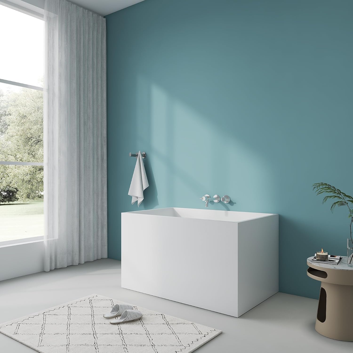 43.3' Contemporary Free Standing Bathtubs, Japanese Soaker Tub | Upgraded Glossy White Japanese Soaker Tub with CUPC Drain