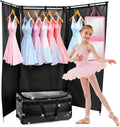 Dance Bag with Garment Rack and Curtain, 28' Rolling Dance Competition Duffle Bag with Garment Rack | Mobile Changing Station Dance Suitcase for Dancer Athlete Livestreamer Cheerleader Cosplayer