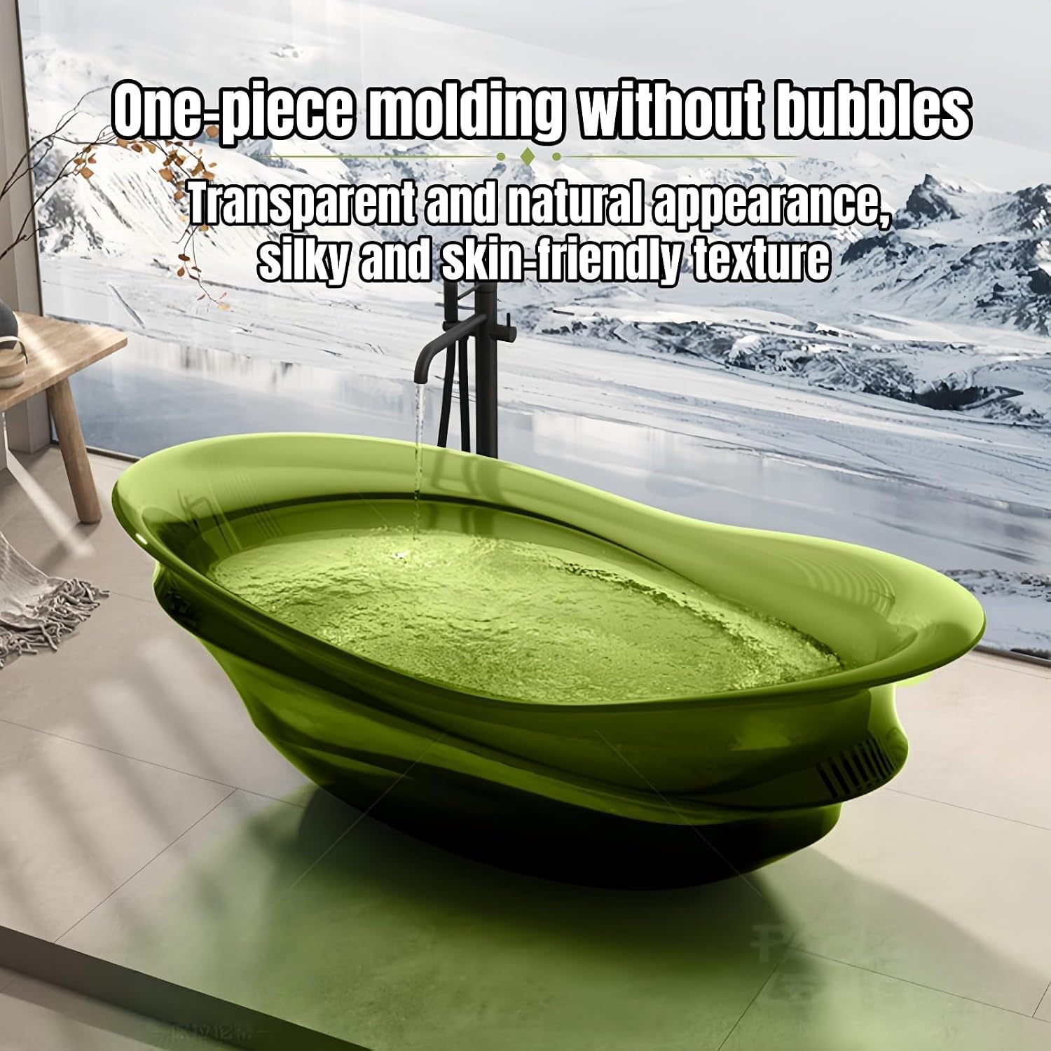 72' Edeyeu Freestanding Bathtub - Extra Deep Solid Surface Soaking Tub, Luxury Free Standing Bathtub Natural Resin, Modern Soaker Tub for Spa Bathroom with Drain Brown