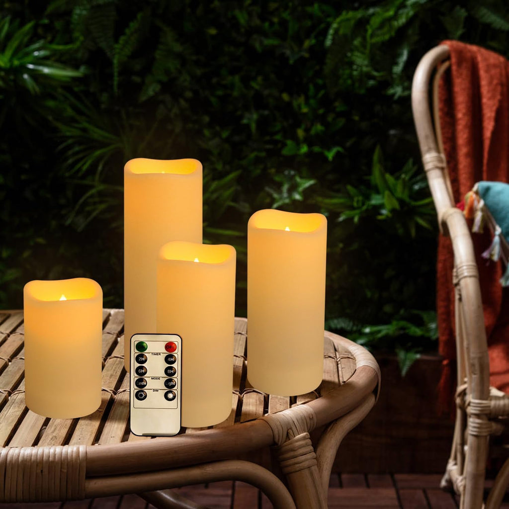 YOROXRG Set of 96 Waterproof Outdoor Flameless Candles, LED Candles with 4 Remote and Timer,(H 4' 5' 6' x D 2.2'),for Halloween Wedding Festival