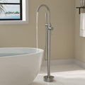 HAWKROWN Freestanding Bathtub Faucet, Floor Mount Bathtub Faucet with 2 Water Outlet Mode, Swivel Gooseneck Spout with Hand Shower, Brass Single Handle Tub filler, Max Flow Rate 7.4 GPM,Brushed Nickel