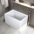 47' Acrylic Freestanding Bathtub, Rectangular Soaking Tub with Chrome Overflow & Pop-Up Drain, CUPC Certified Solid Surface Bathtub for Modern Bathroom,Gloss White