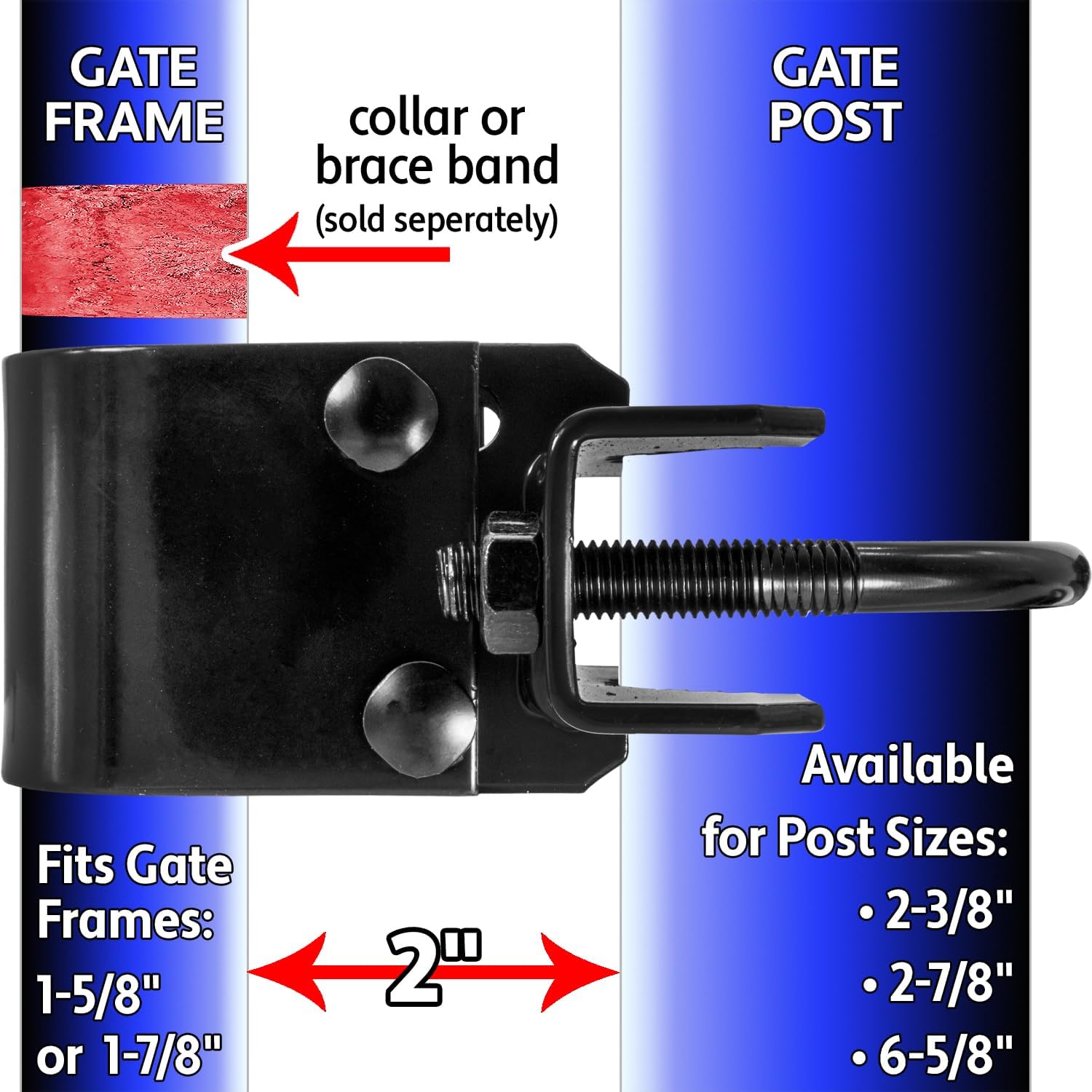 Black 2-7/8' x 1-5/8' or 1-7/8' Bulldog Hinge - Pressed Steel - Powder Coated - CASE Qty 10