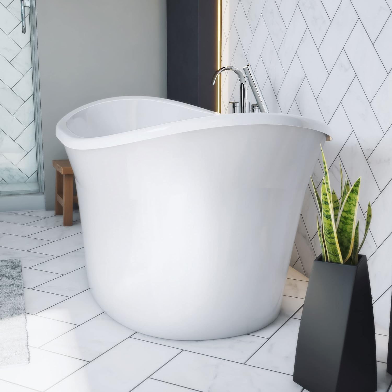 DreamLine Montego 60 inch L x 27 inch H White Acrylic Freestanding Bathtub