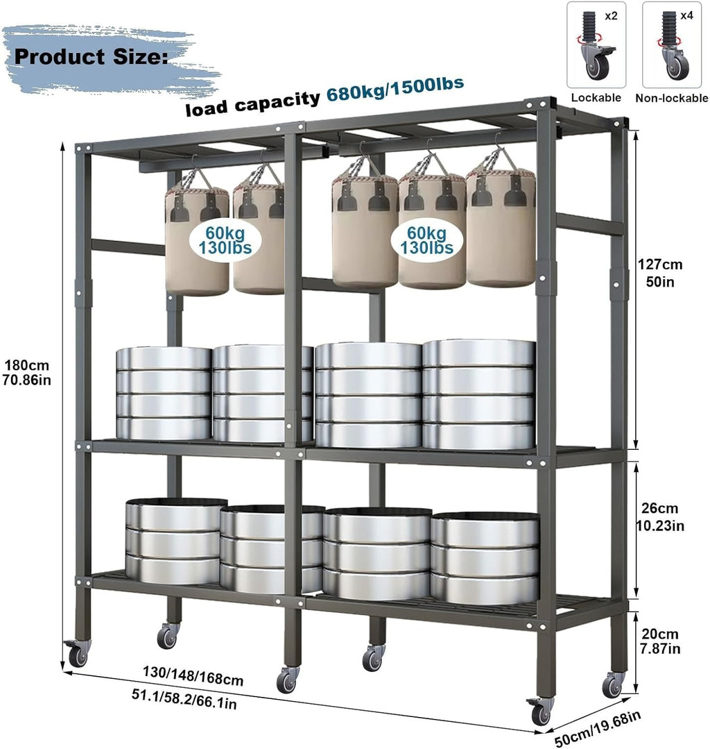 Rolling Foldable Garment Rack With Cover And Wheels - Large Capacity Wardrobe Rack, 1500 Lbs Heavy-Duty Portable Wardrobe Freestanding Clothes Organizer System For Bedroom Living Room Office(Size:168*