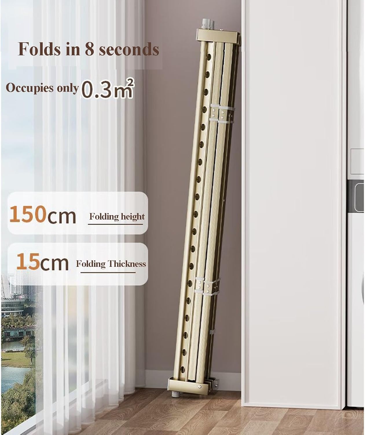 Coat Rack Hooks Double Clothes Rail Commercial Grade Garment Rack with Wheel, Heavy Duty Clothing Rails Adjustable Collapsible Rolling Clothes Rack(130-230cm)