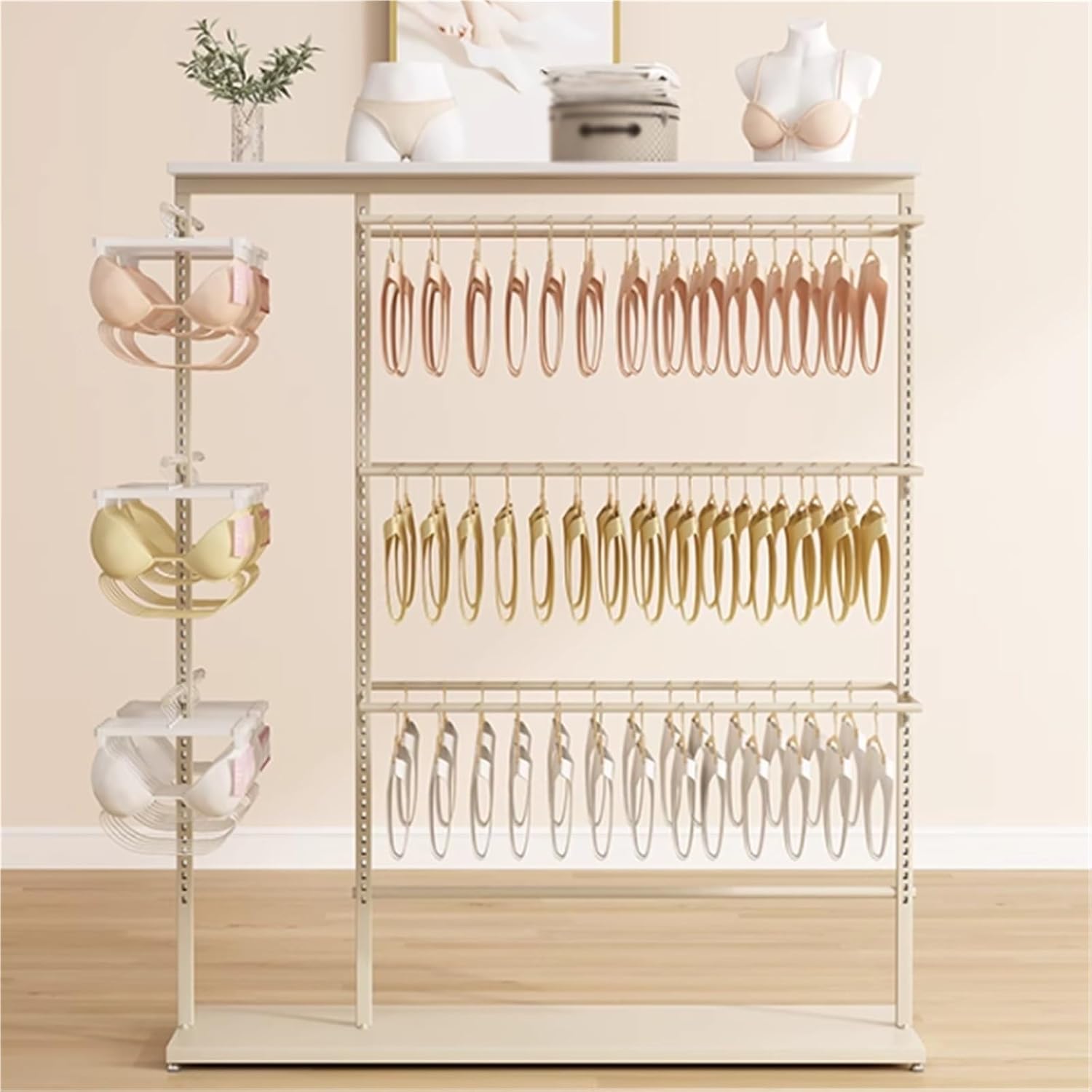 Metal Underwear Display Stand, Two-sided use, Lingerie Garment Rack, Retail Sock Show shelves, Supermarkets Commercial Clothing Store Shelf, for Bras, Shorts, Hats(A,100 * 40 * 135cm)