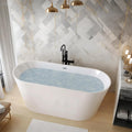 Freestanding Bath Tub 59' L Acrylic Freestanding Bathtub with Chrome Overflow & Drain, Free Standing Bathtub White Modern Stand Alone Tubs for Bathroom Fixtures, Chrome Finish Glossy White