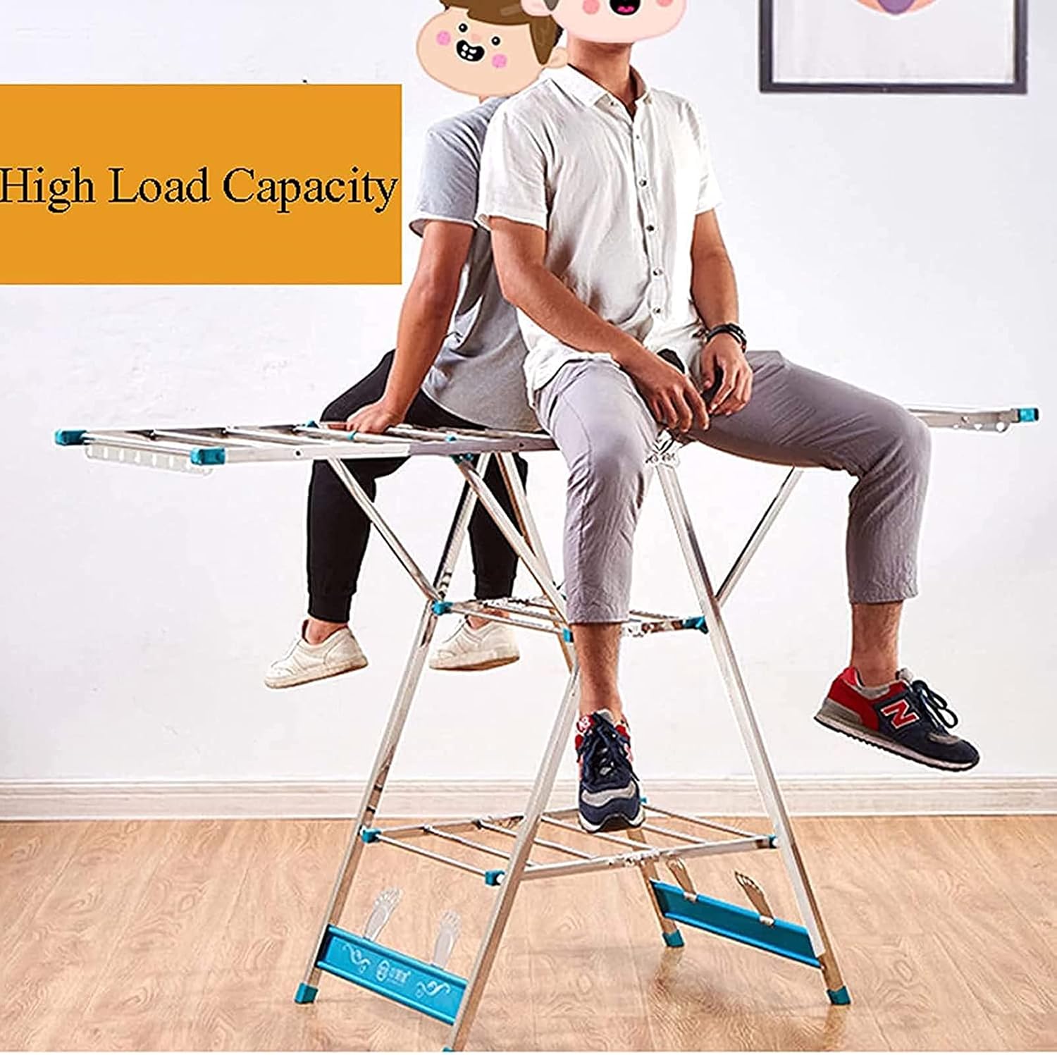 Coat Hanger, Floor Hanger, Drying Rack Clothing Foldable Small, Collapsible Garment Racks for Hanging Clothes, for for Bed Linen, Clothing, Socks, Scarves (150cm)