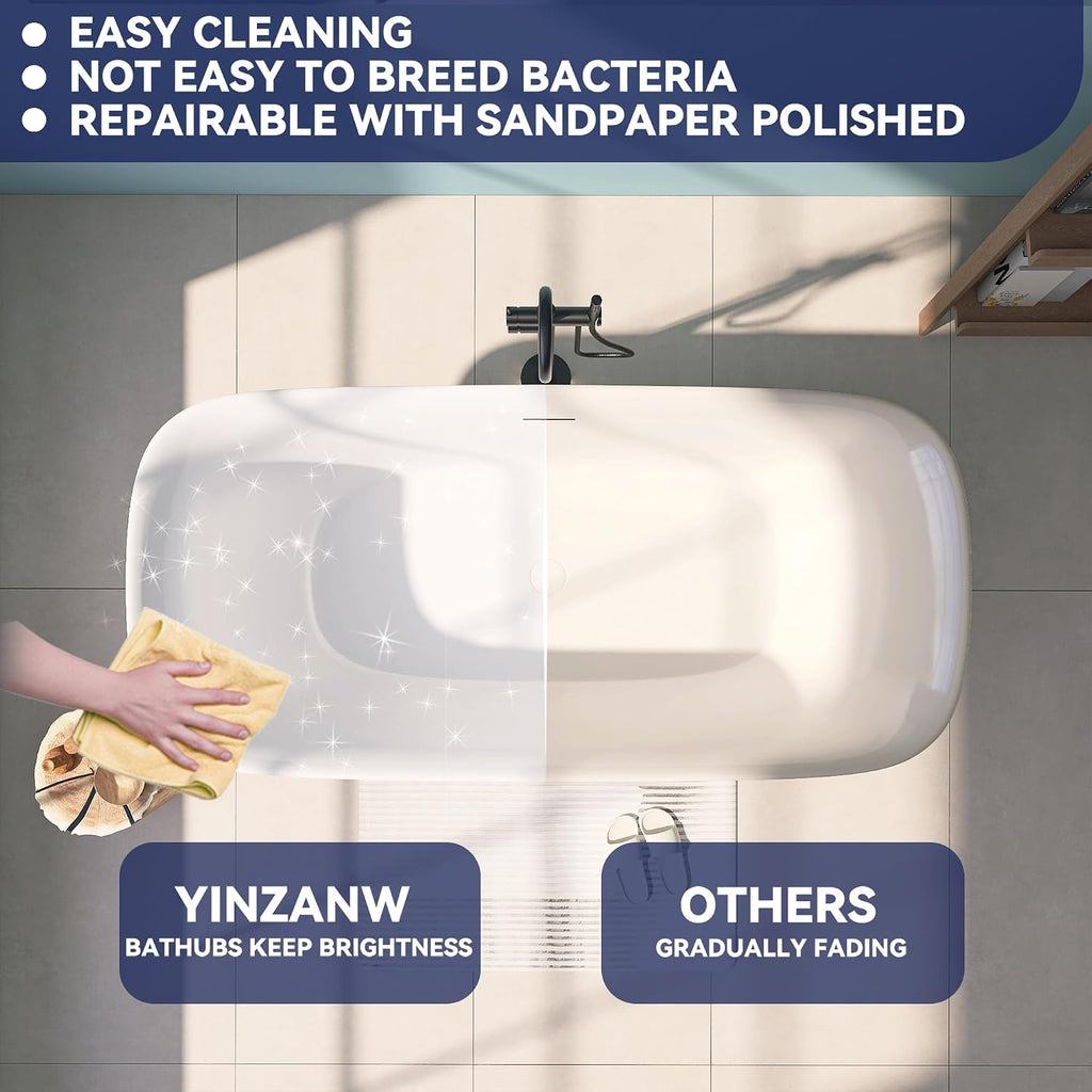 67' Acrylic Free Standing Tub, Stand Alone Tub, Freestanding Bathtub, Soaking Bathtub, cUPC Certified, PE(Glossy White)