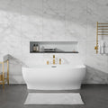 Bank Series 65 in. x 31 in. Flat Bottom Acrylic Freestanding Soaking Bathtub with Center Drain, Brushed Gold Faucet