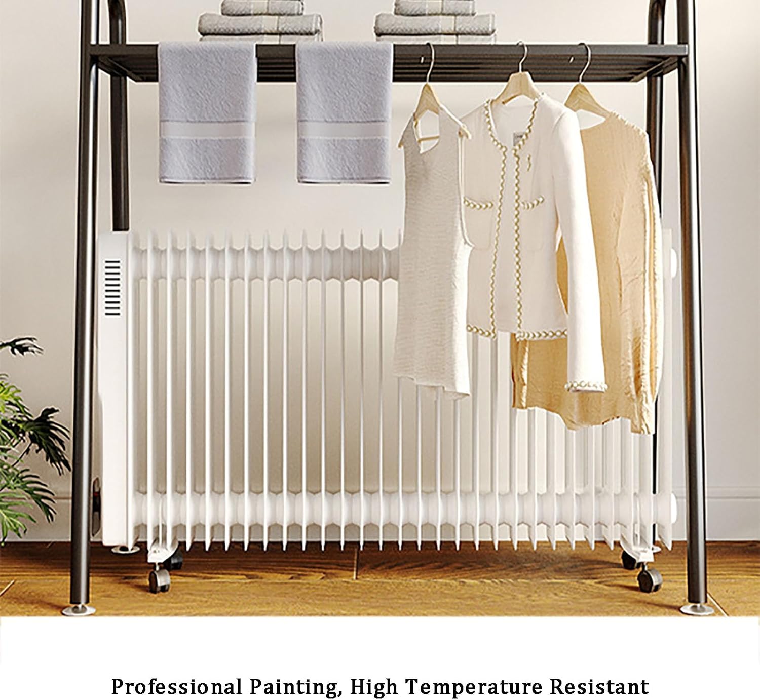 Towel Holder Metal Clothes Rail with Top Shoe Rack for Organizing Clothes and Towel Storage Freestanding Garment Rack for Bedroom Portable Clothes Organizer (100cm, d)