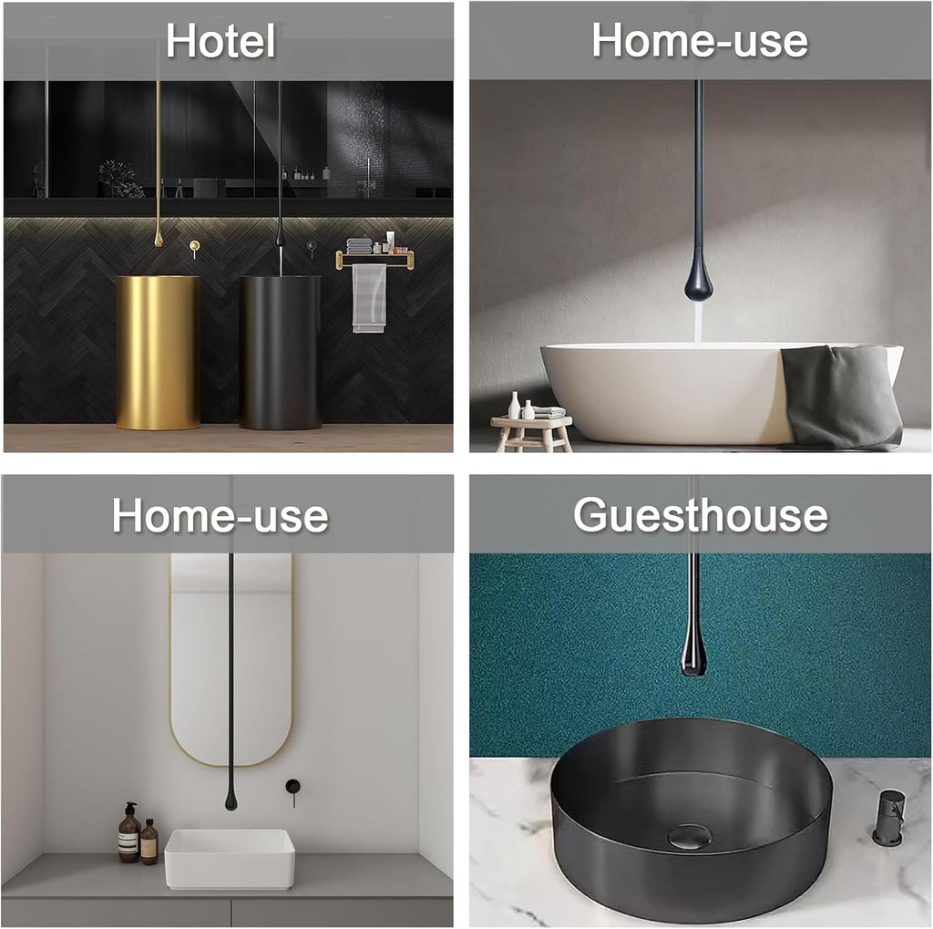 Ceiling Mounted Bathroom Faucet, Free Standing Bathtub Faucet, Brass Water Drop Hanging Faucets,Hot and Cold Bathtub Wall Mounted Faucets for Vanity Hotel(Wall Switch, Gold)
