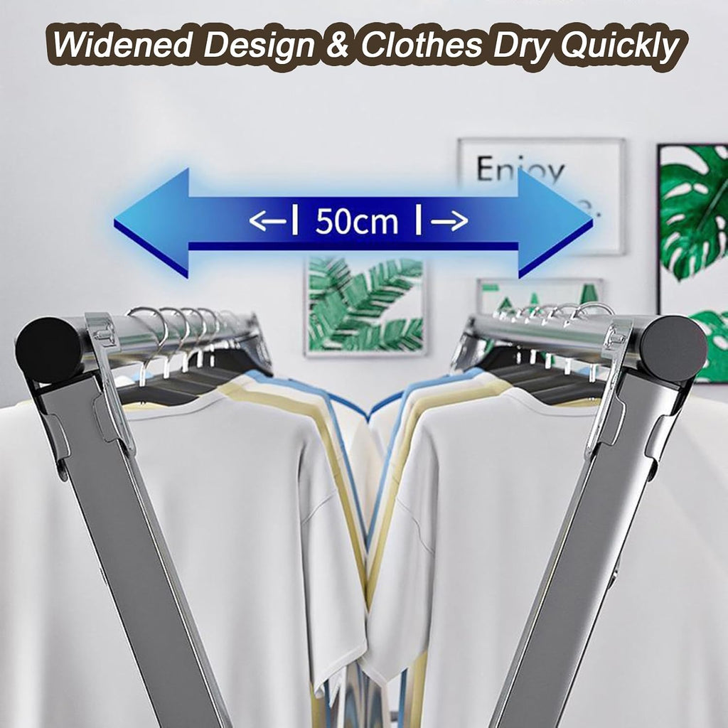 Hanging Clothes Rack Retractable - Collapsible Clothing Rack - X-Shaped Stainless Steel Laundry Drying Rack - Free Standing Clothes Rack with Non-Slip Feet,2m/79in
