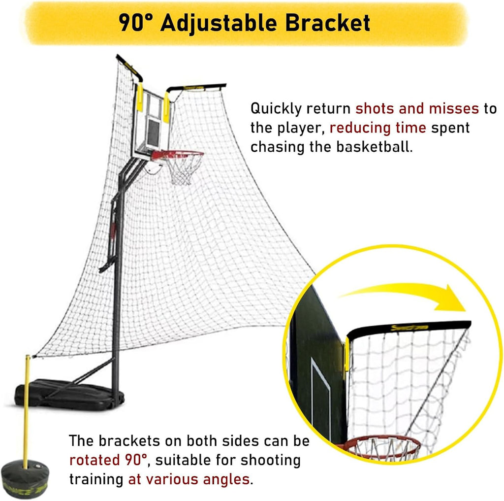 Yard Basketball Rebounder Net Return System Metal, Basketball Hoop Returner for Home & Outdoor Practice, Park Court Shot Trainer for 3-Pointers/Jump Shots/Free Throws