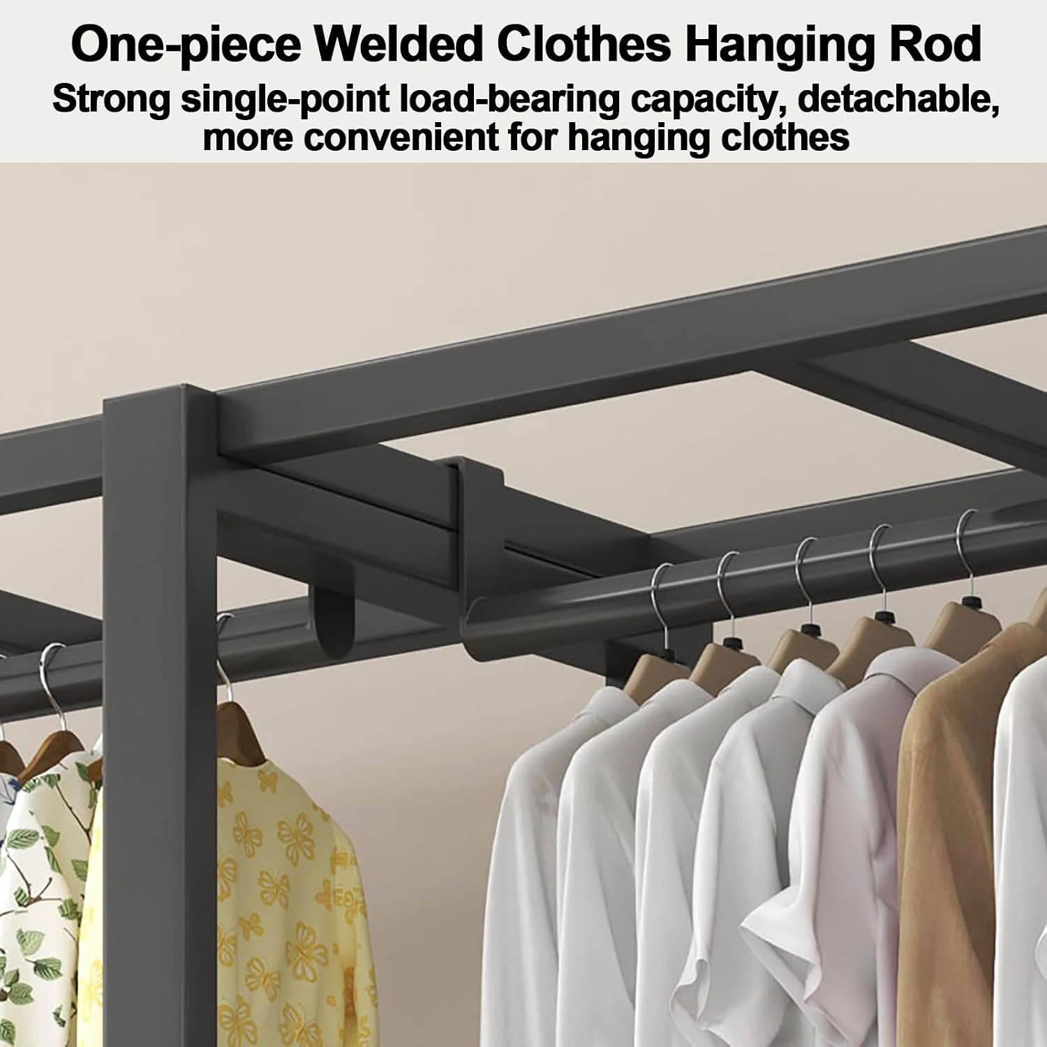 Portable Wardrobe Closet With Cover, Clothing Organizer Wardrobe Rack Shelf, Metal Garment Rack For Hanging Clothes, Foldable Clothes Storage Closet, For Bedroom(Green,130x170x50cm)