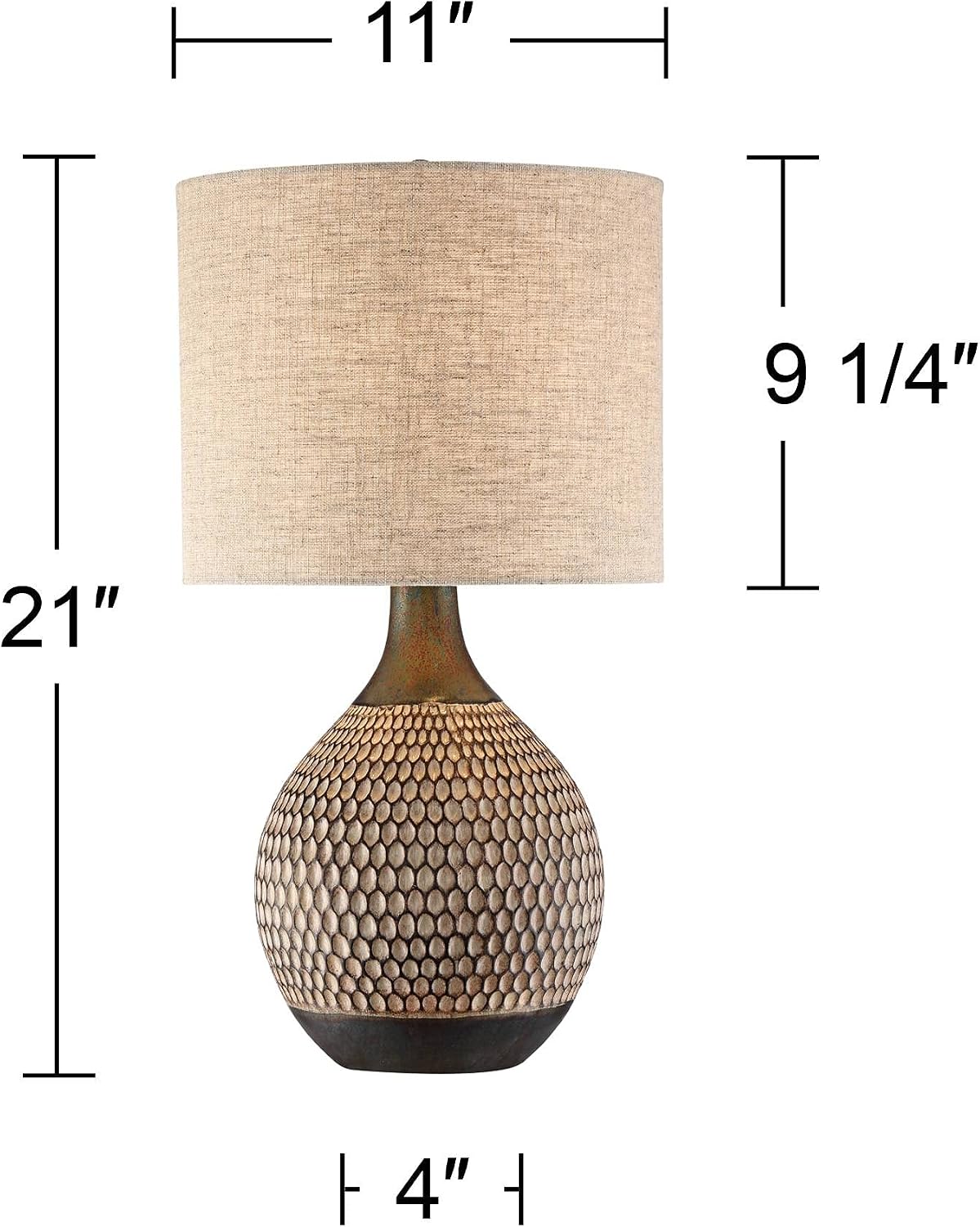 360 Lighting Emma 21' High Small Mid Century Modern Accent Table Lamps Set of 2 Brown Wood Finish Ceramic Oatmeal Shade Living Room Bedroom Bedside Nightstand House Office Home Kitchen