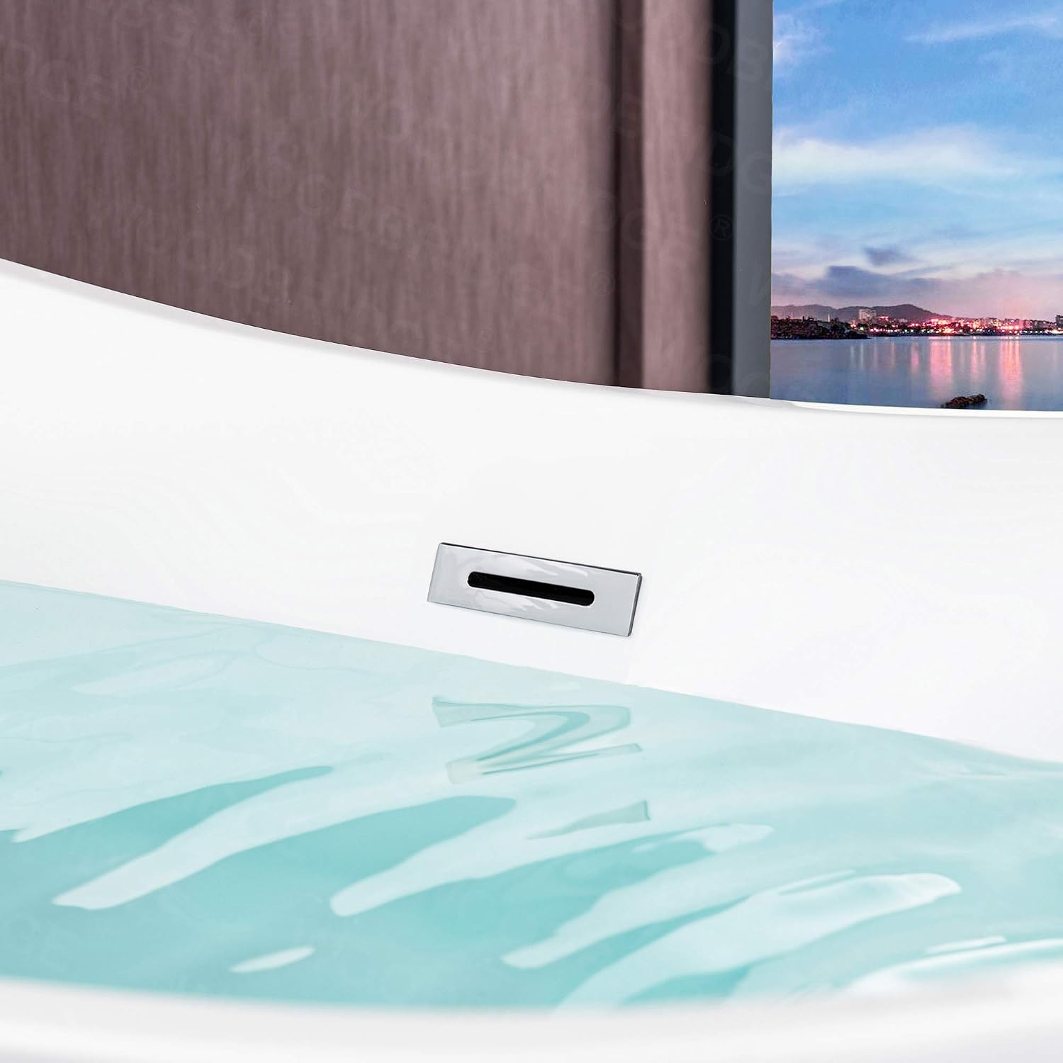WOODBRIDGE 71'Freestanding White Acylic Soaking Bathtub with Chrome Drain and Overflow,B0017-C