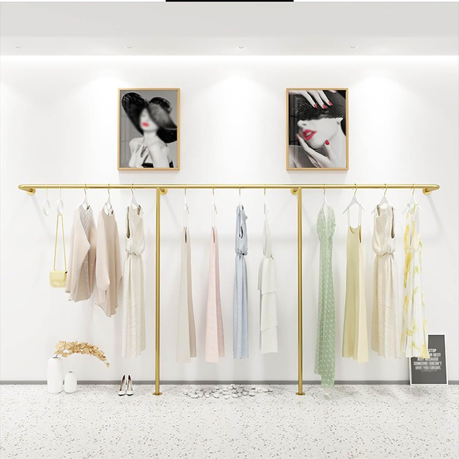 Wall Mounted Industrial Pipe Clothing Rack，home Retail Boutique Clothing Display Stand, Commercial Coat Rack Metal Bedroom Clothing Rod Garment Rack，clothing Hanging Rod for Closet Storage
