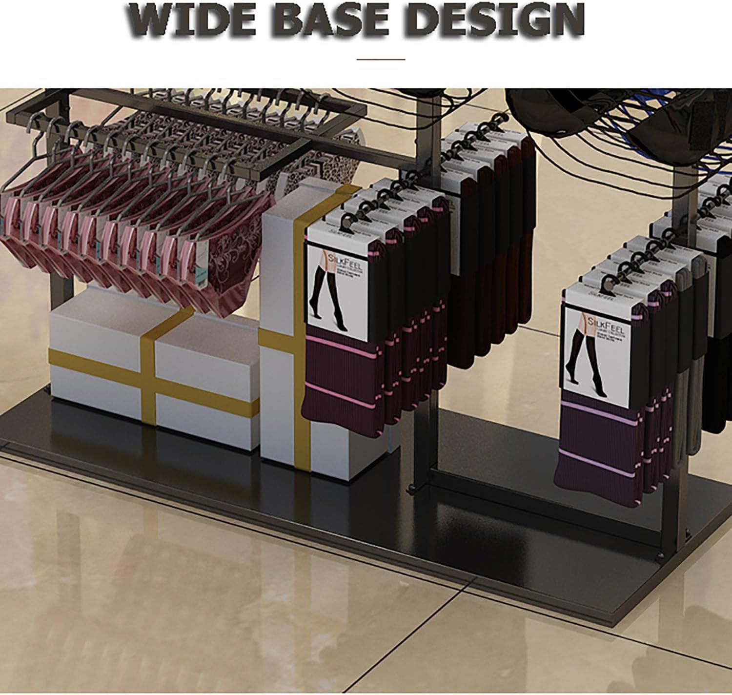 Underwear Display Stands, Freestanding Clothing Store Boutiques Retail Lingerie Garment Rack, Coat Rack Stand Commercial Shelves for Socks Bra Panties Scarves Storage