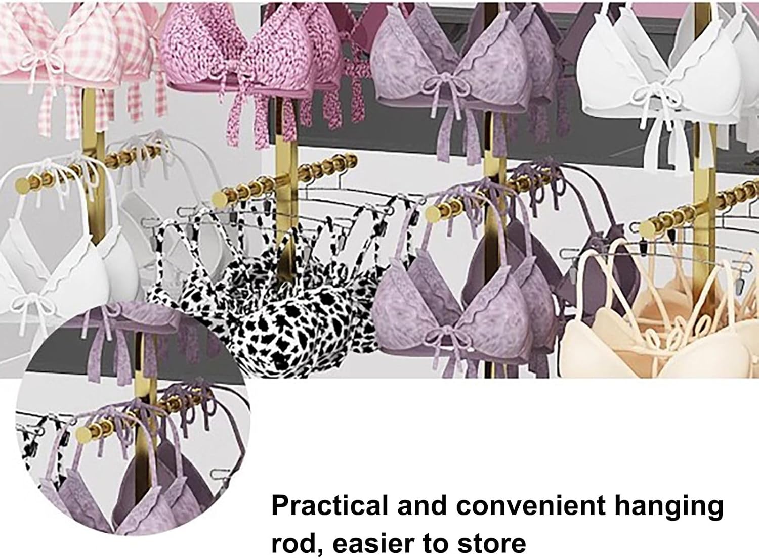 Freestanding Clothing Store Retail Lingerie Garment Rack, Panty Shorts Bra Hanging Rack Garment Hanger, Underwear Display Stands,Commercial Shelves