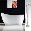 WOODBRIDGE 54' Acrylic Freestanding Bathtub Contemporary Soaking Tub with Chrome Overflow and Drain BTA1507C,With Chrome Faucet F0002CH