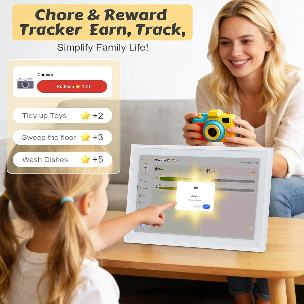 COMIX 15.6' Smart Digital Wall Calendar - WiFi Family Organizer with Sync Google/Outlook/Apple Calendar, Touchscreen Meal Planner & Chore Chart, Digital Photo Frame for Home & Office