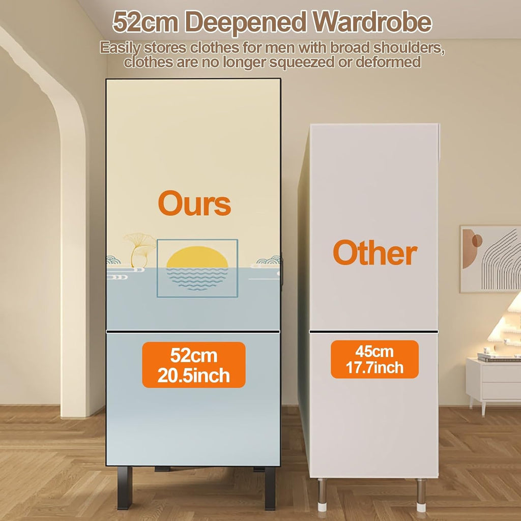 Foldable Metal Garment Rack, Wardrobe Closet With Cover, 1200lbs Heavy Duty Clothing Rack For Hanging Clothes, Portable Enclosed Closet Rack For Hanging Clothes Storaging(D,180cm/70.9inch)