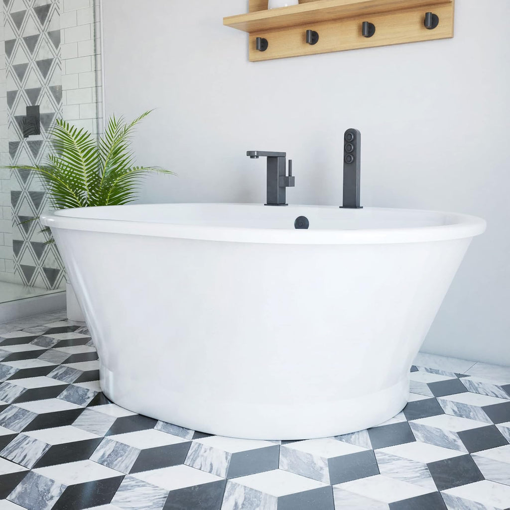DreamLine Caribbean 60 inch L x 23 inch H White Acrylic Freestanding Bathtub