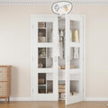 36' x 80' Ball Catch French Doors, 3 Panel Clear Glass Solid Core Pre-Finished & Paintable Double Doors with Ball Catches & Hinges & Handles, White Door, Swing Closet Door Interior