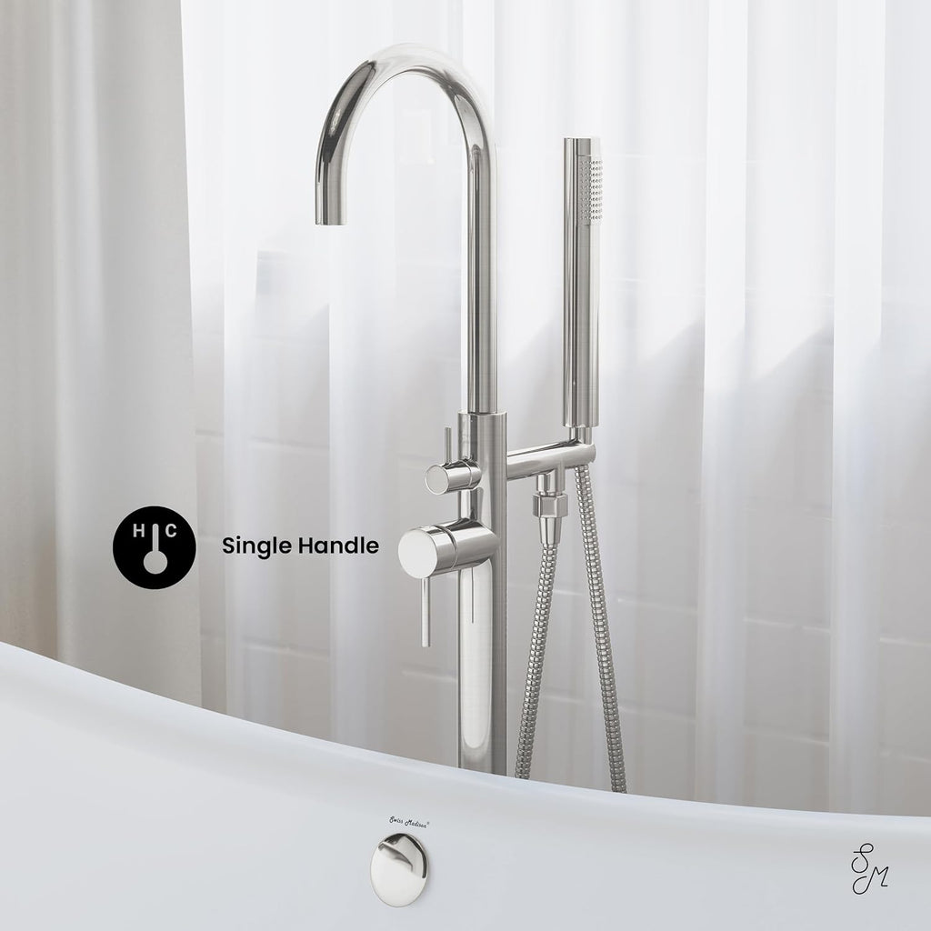 Swiss Madison Well Made Forever SM-FF11BN Ivy Freestanding Bathtub Faucet in Brushed Nickel