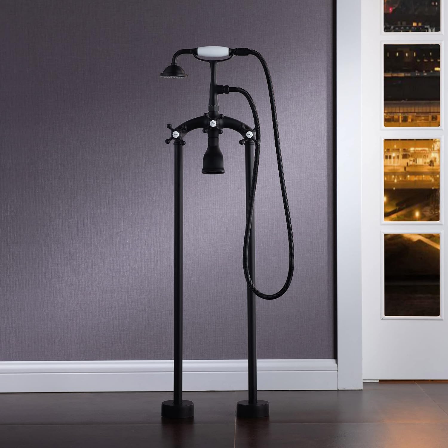 WOODBRIDGE BTA1521-MB-Feet Drain + MB Bathtub, Matte Black