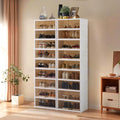 Collapsible Shoe Rack Organizer Foldable Shoe Cabinet with Doors, Large Plastic Folding Shoe Cabinet, Easy Assembly Shoe Shelves Organizer for Entryway (9Tiers,2Groups,36Pairs)