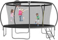 Tranpoline 10FT 12FT 14FT 16FT Tranpoline for Kids with Safety Enclosure Net Recreational Tranpoline for Adults ASTM Approval Backyard Outdoor Tranpoline with Basketball Hoop