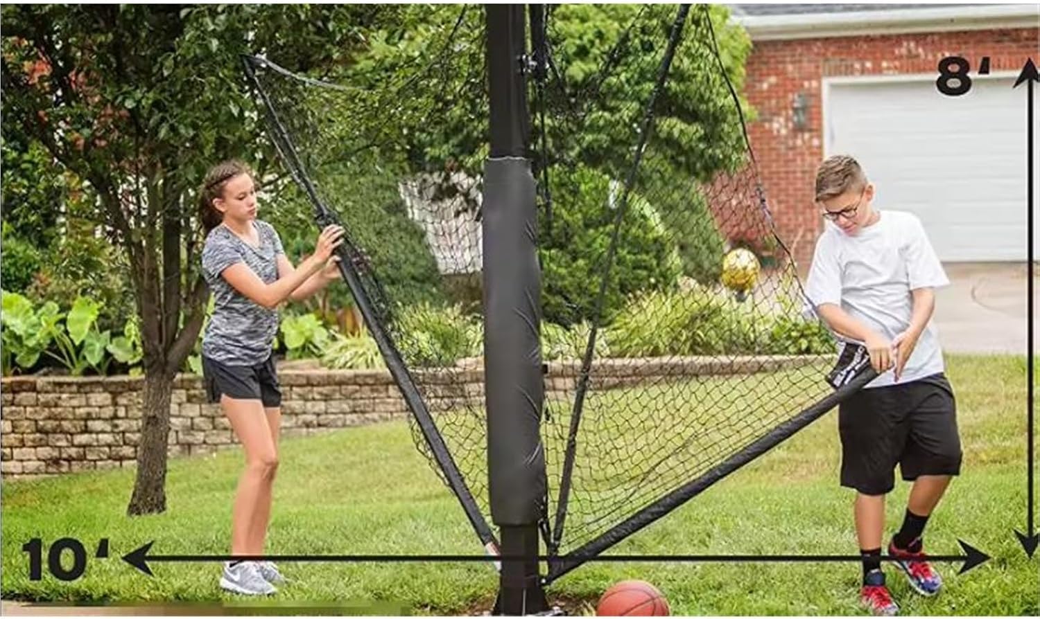 Basketball Yard Guard Defensive Net System Rebounder with Foldable Net Basketball Rebounder Net for Baseball, Softball, Lacrosse, Soccer, Basketba