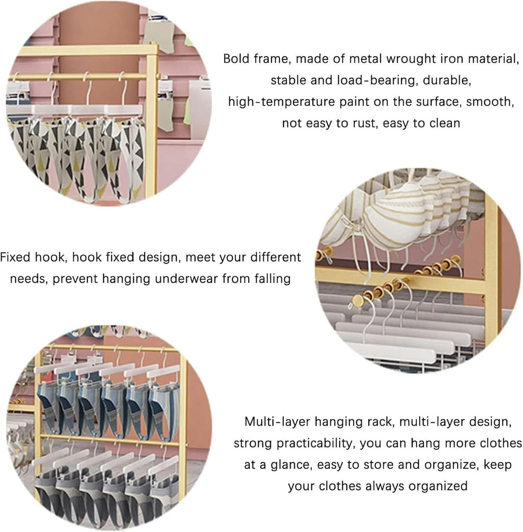 Commercial Coat Rack Stand, Underwear Display Stands, Freestanding Clothing Store Boutiques Retail Lingerie Garment Rack, for Socks Bra Panties Scarves Storage