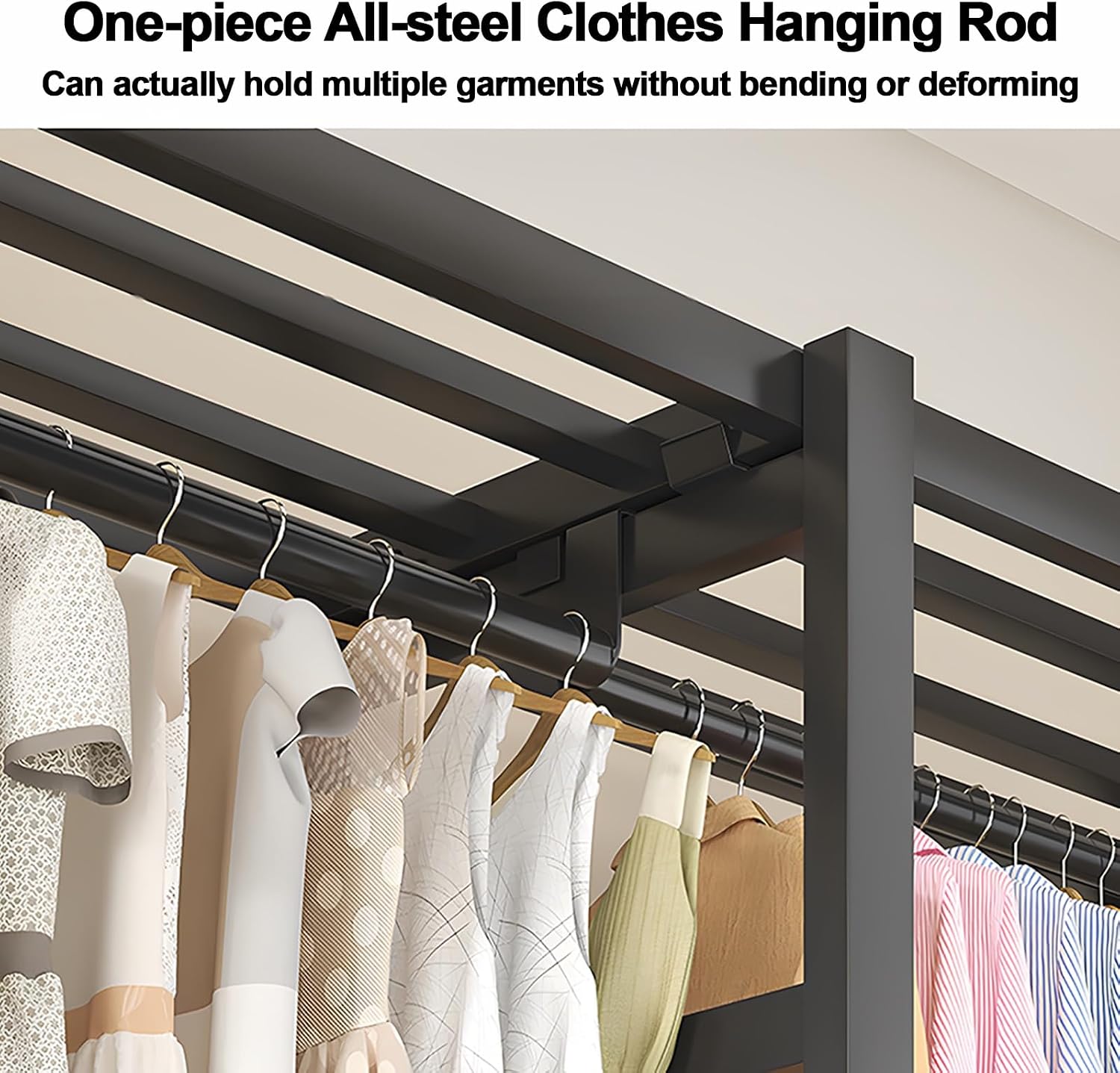Foldable Wardrobe Closet with Cover, Portable Metal Garment Rack with Hanging Rods, Clothing Rack for Hanging Clothes, Storage Organizer for Bedroom(Grey,152cm/59.8inch)