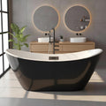 59 inch Acrylic Freestanding Bathtub, Black Exterior White Interior, Therapeutic Soaking Tub for Relaxation and Stress Relief, Freestanding Tub for Bathroom