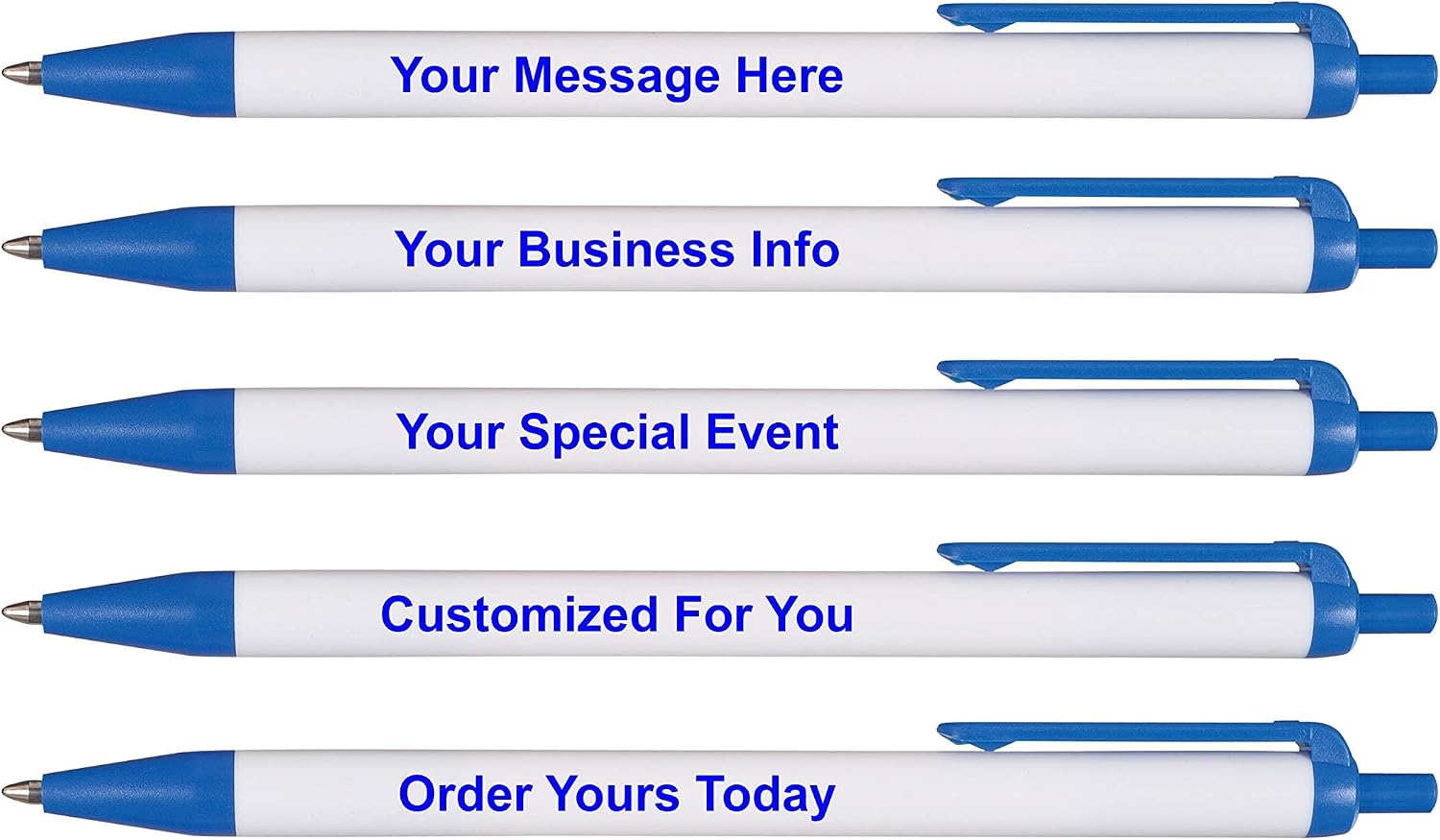RevMark Personalized Ballpoint Pen, Custom Printed Name, Business or Event Information, Timeless Advertising, USA Made Pens, Promotional Marketing, Smooth Black Ink, Bulk Pack (Blue,250 Ct.)