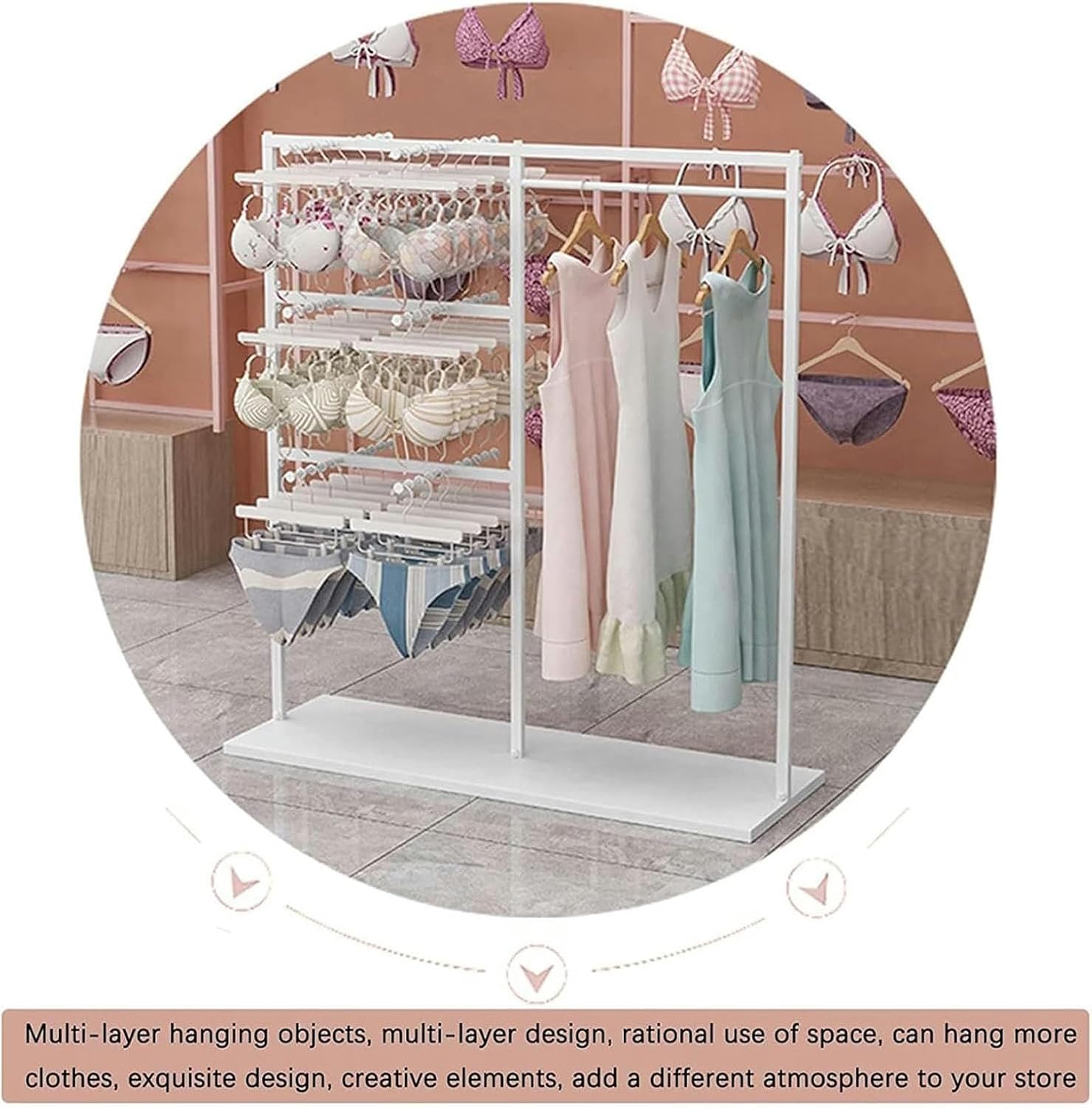 Metal Hijab Hangers - Adjustable Clothing Organizer Holder, Scarf Display Stand, Sheets Hanging Organizer Shelf, Commercial Shelves, Freestanding Lingerie Garment Rack