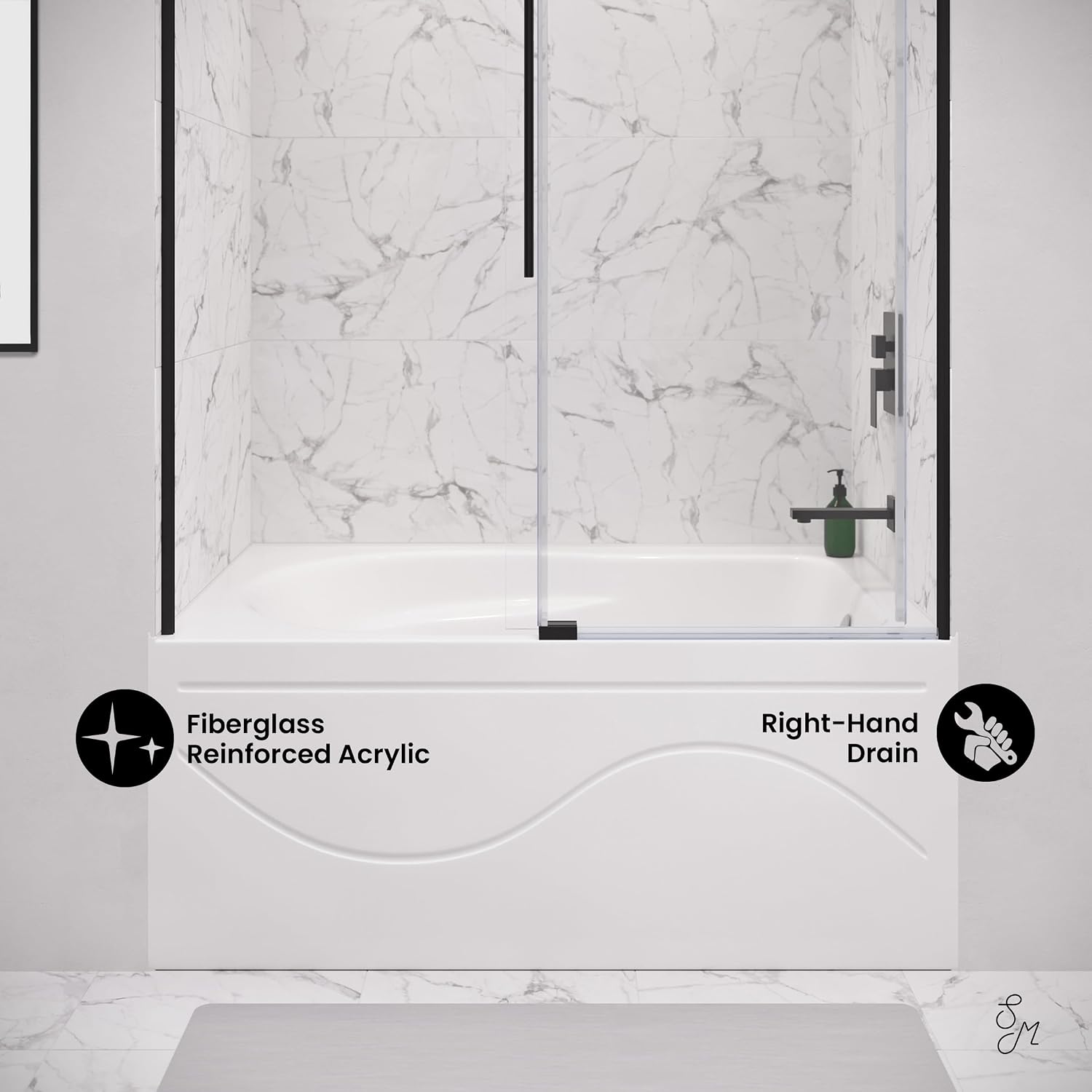 Ivy 48'' x 32' Bathtub with Apron Right Hand Drain in White