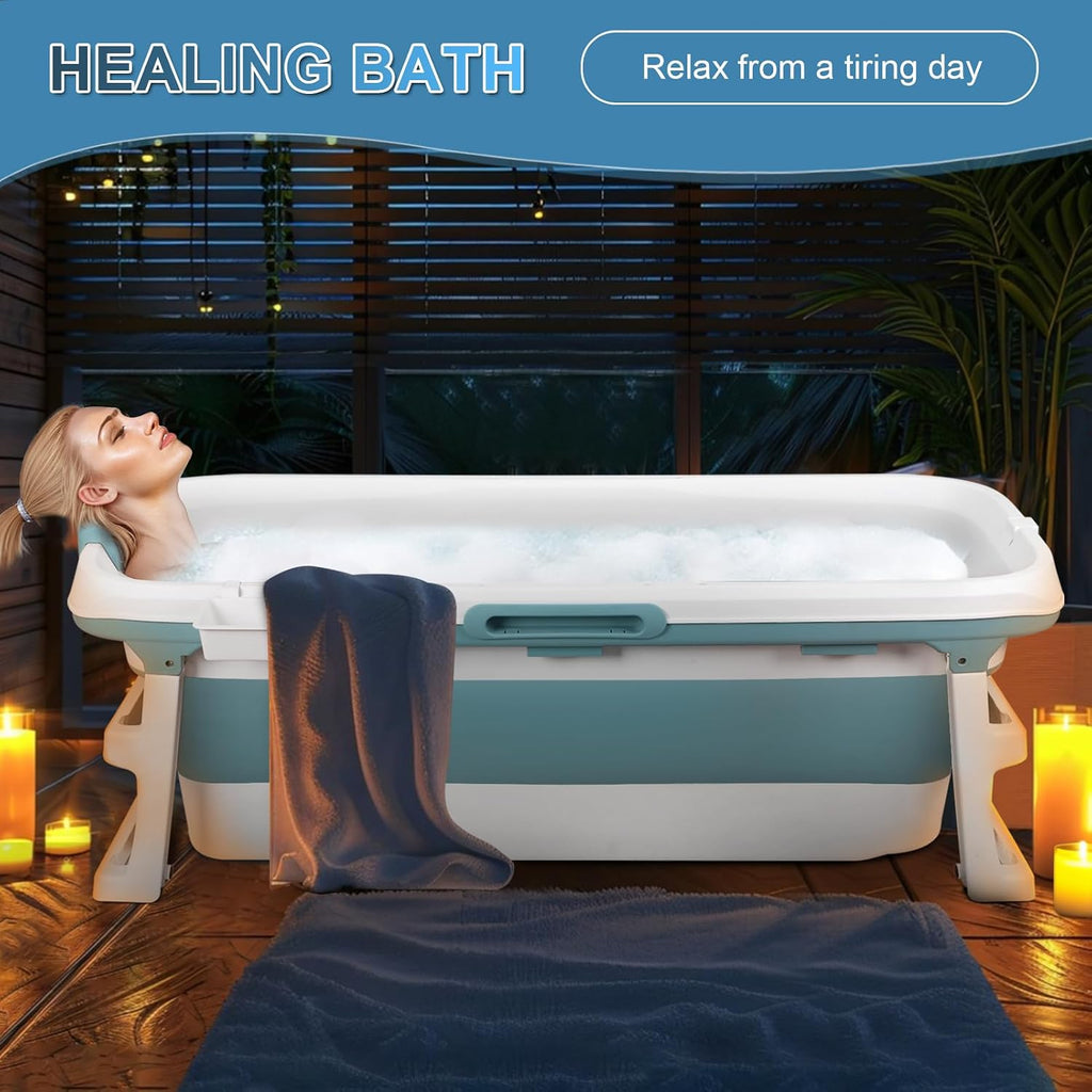Portable Bathtub, 58/56/50/46 Inch Collapsible Bathtub, Freestanding Foldable for Adults, Folding Tub for Shower, Hot Bath, Ice Bath (Grey-A-130cm)