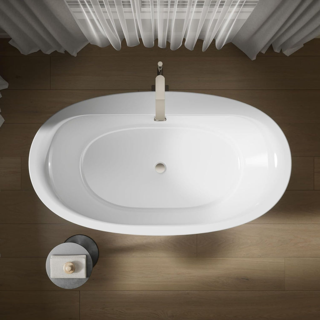 Kohler 6369-0 Sunstruck® 65-1/2' x 35-1/2' freestanding bath with fluted shroud, White