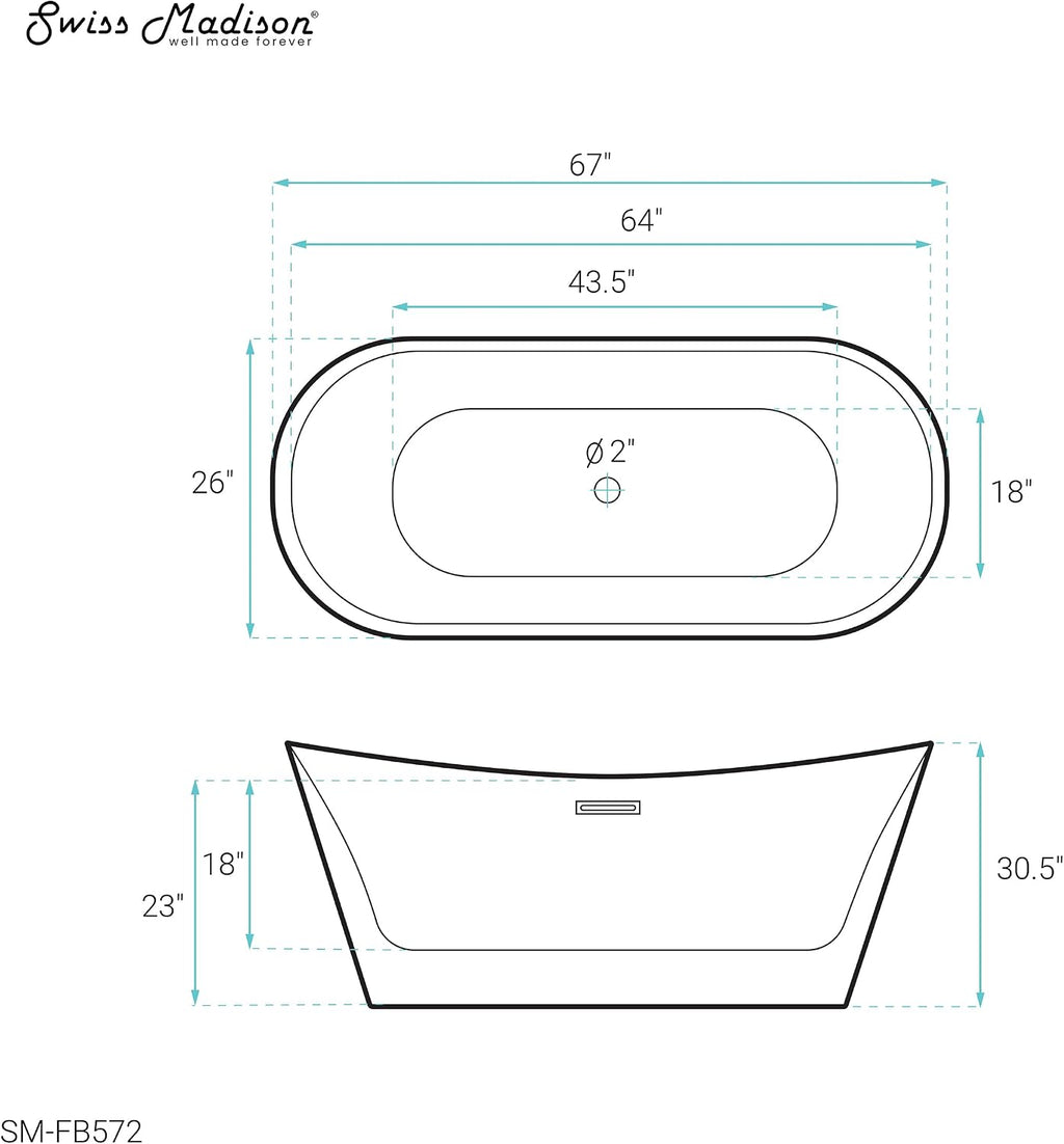Swiss Madison SM-FB572 Ivy 67' Oval Bathtub