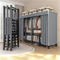 Heavy Duty Foldable Portable Wardrobe Closet With Cover, Portable Closet For Bedroom, Metal Garment Rack Closet, Enclosed Curtain For Hanging Clothes(Grey,59.1inch)