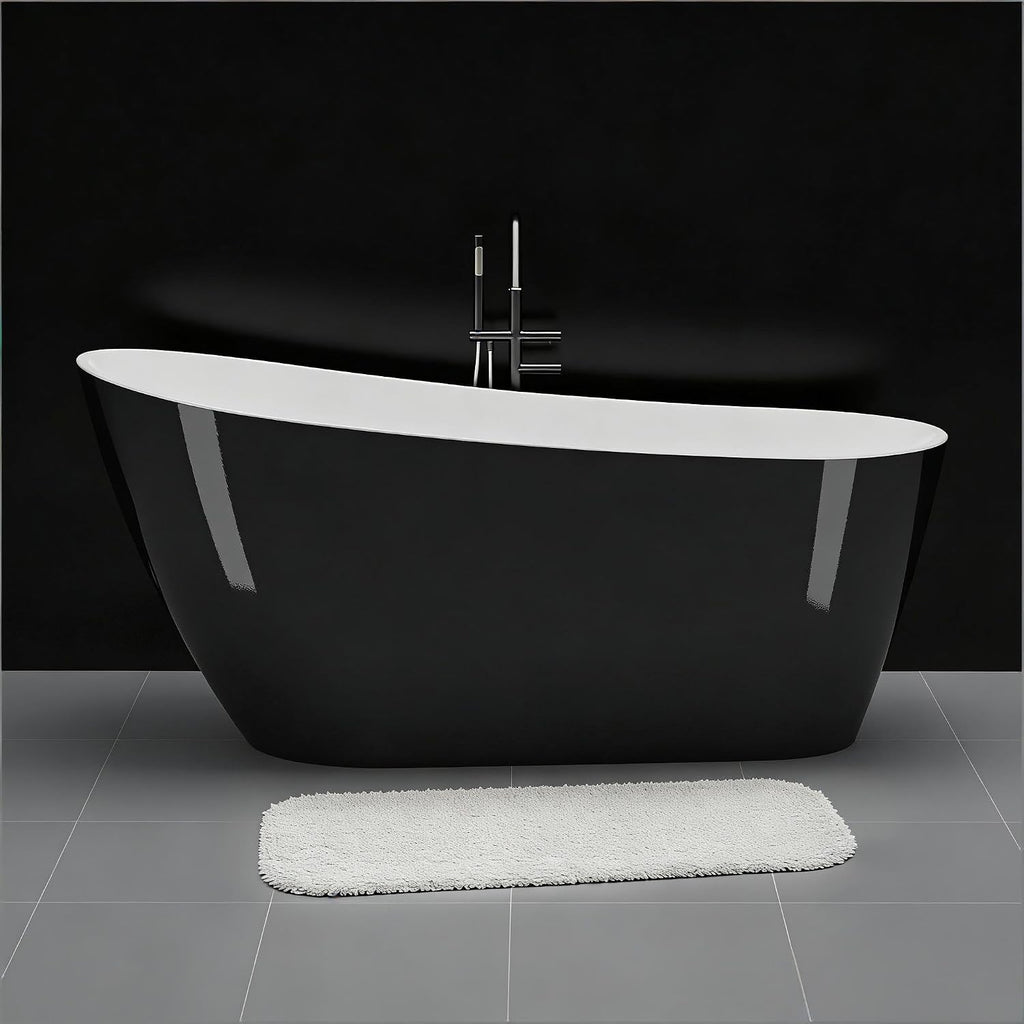 67 Inch Freestanding Bathtub, Soaking Tub, Acrylic, Deep Upright Bathtub with Built-in Drain and Overflow, Contemporary Free Standing, Black Elegant Finish